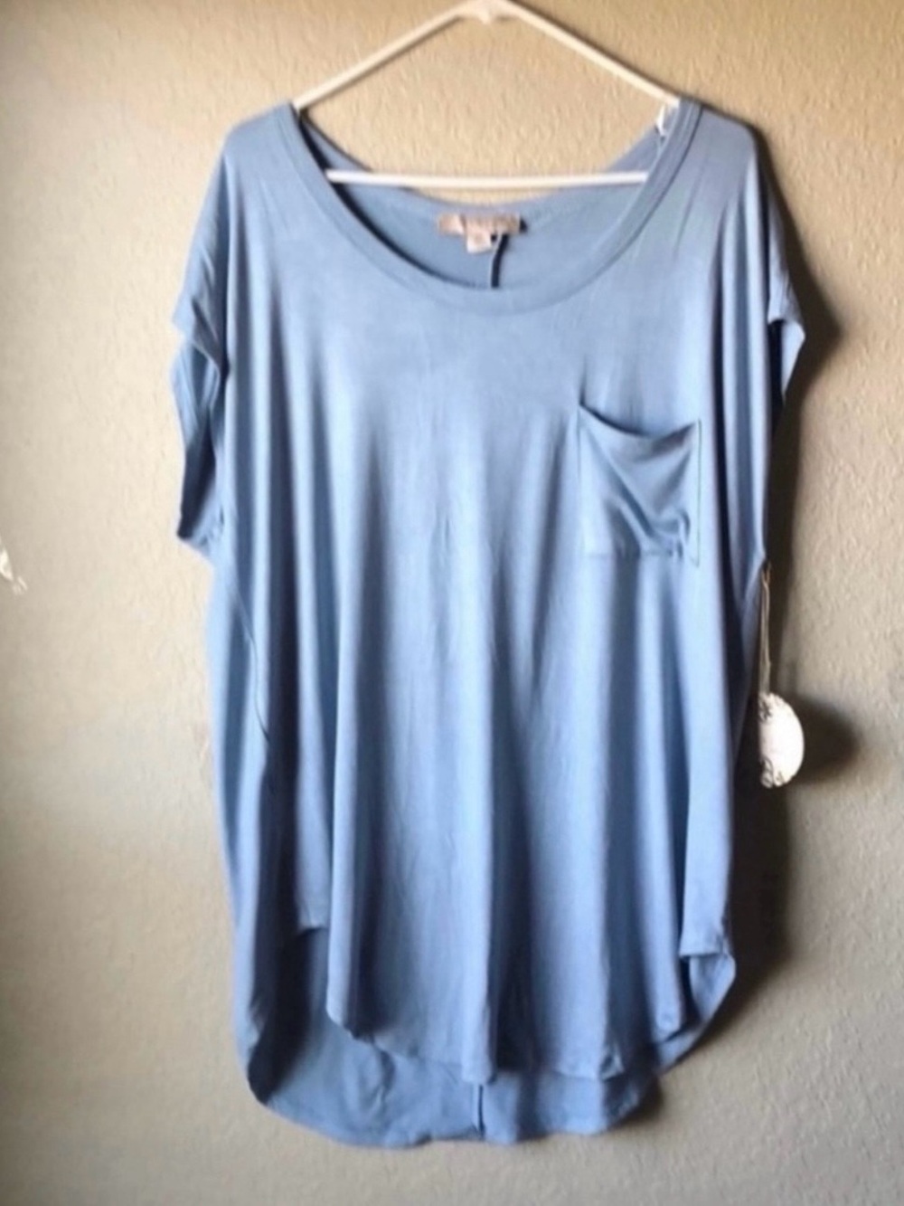 New Misia Shirt Women’s Light Blue Casual Short Sleeve Top Blouse Tee Shirt 2X